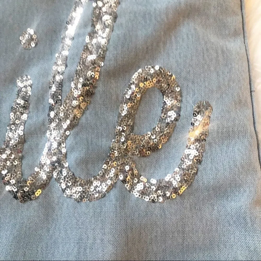Silver Sequin Smile Pillow Cover